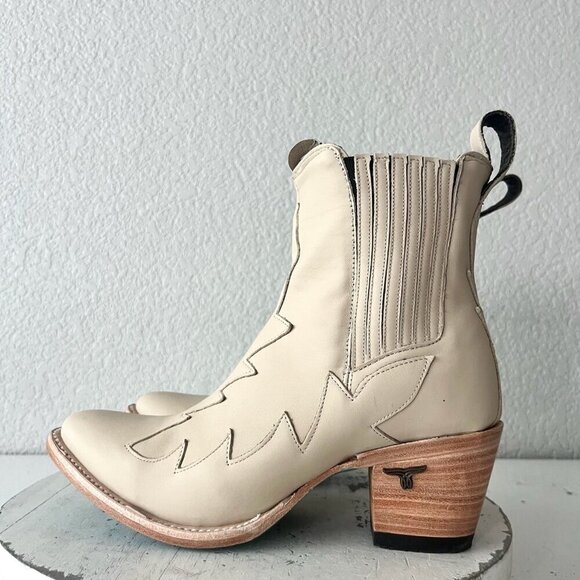 Lane CHELSEA Womens Cowboy Bootie 8 Western Pale Ivory Short Cowgirl Ankle Boots - Picture 5 of 12